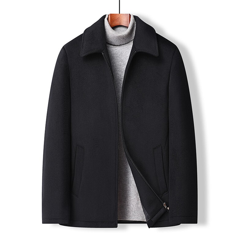 主推大货新款中年羊毛呢夹克外套男秋冬中老年羊毛双面呢外套大衣，男装毛呢大衣，钱塘723