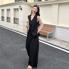 时尚套装吊带时尚宽松套装阔腿裤裤子气质垂感休闲，女装套装/套裙，2C167