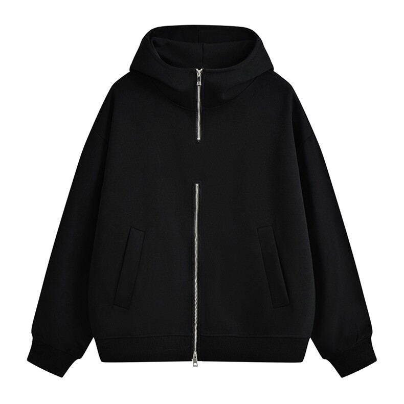 重磅全棉450克双拉链开衫连帽卫衣纯色短宽外套男潮RH5329-P57,女装短外套,星座610B-1