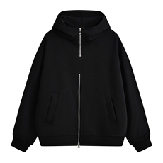 重磅全棉450克双拉链开衫连帽卫衣纯色短宽外套男潮RH5329-P57，女装短外套，星座610B-1