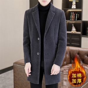 新款男士高品质毛呢外套大衣西装领中长款韩版休闲潮流A51P175图片