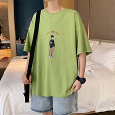 纯棉！2021春夏新款潮流百搭男士短袖T恤宽松半袖体恤T2109P20，男装T恤，电商B220