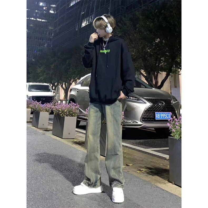 自家图，黄泥牛仔裤男秋冬设计感微喇cleanfit裤子-KZA45-P65图片