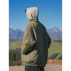 618B-1 KK28 冬季可拆卸连帽菱形格棉服日系复古外套 P135 控168图片
