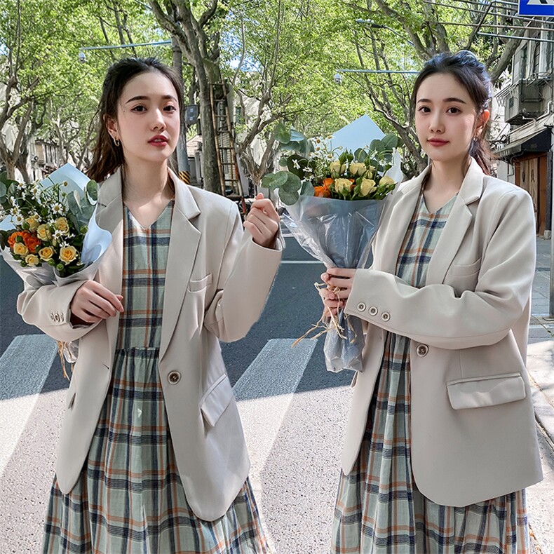 现货2021年秋装新款一粒扣休闲韩版西装166-XZ01图片