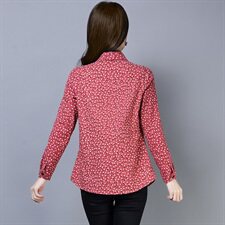 小碎花衬衫2025年冬季新款长袖排多扣常规直筒休闲加绒衬衣，女装衬衫，风姿绰