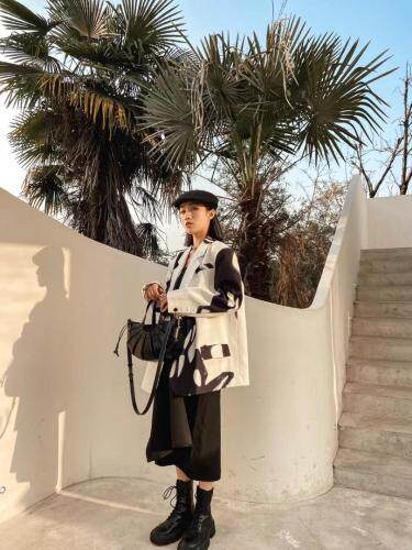 设计师款水墨风印花西装，女装西装，JY.OUBEN