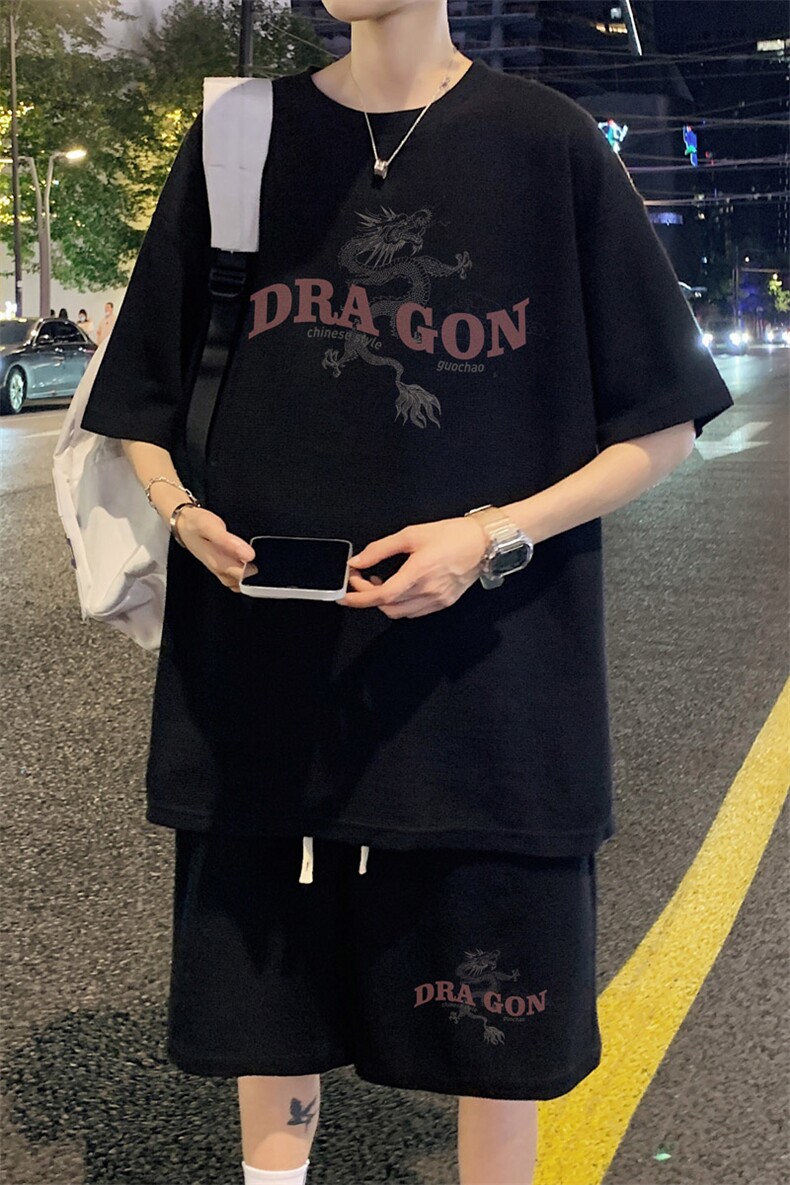 ！2025夏季新款男士华夫格短袖套装百搭学生一套HTZ127P50,男装T恤,电商B220