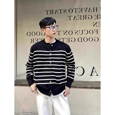 撞色条纹针织开衫秋季新款时尚显瘦上衣小香风毛衣外套MY219，男装针织衫/毛衣，星座516A