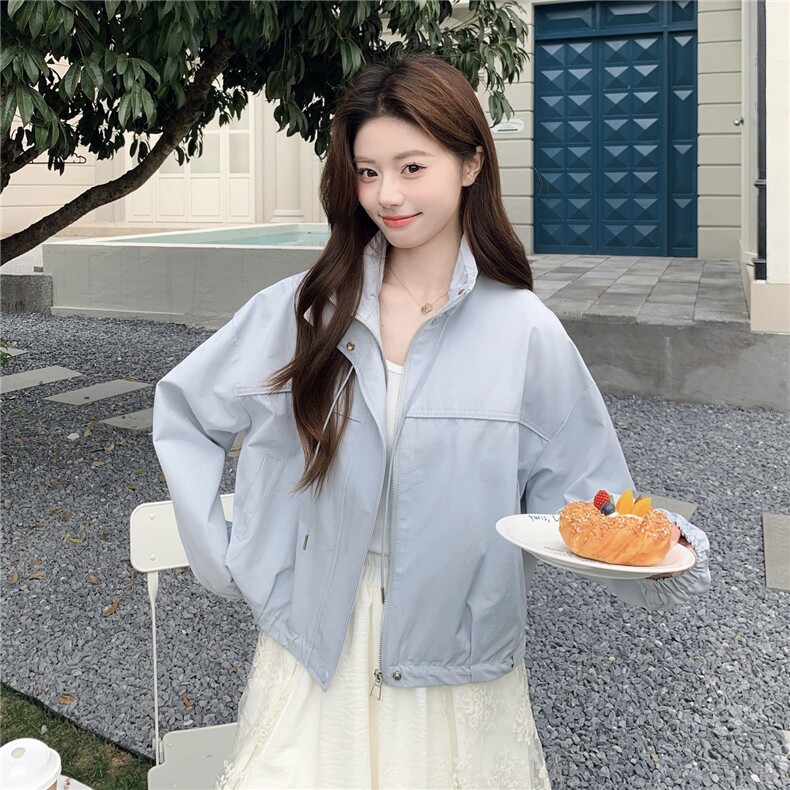 现货新款淡蓝色宽松休闲短外套女春秋季上衣2C353--722#P165K268,女装短外套,2C353