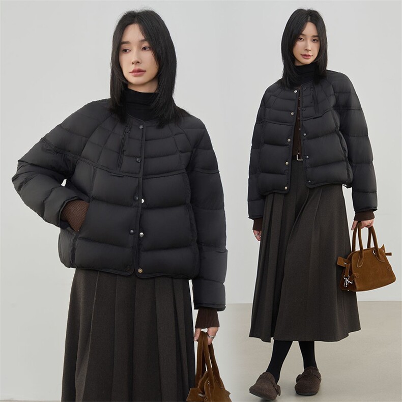 现货2025年冬季新款90白鸭绒休闲风简约时尚羽绒服女外套,女装羽绒服,阳光伊恋