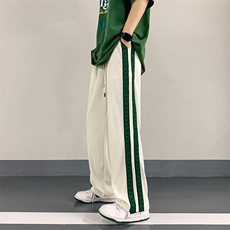 25夏季潮流百搭中性男女情侣侧条冰丝垂坠感拖地休闲裤k3611-P45，男装休闲裤，电商A009A（原A058A）