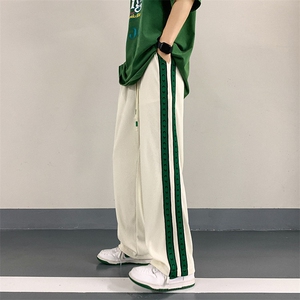 25夏季潮流百搭中性男女情侣侧条冰丝垂坠感拖地休闲裤 k3611-P45图片