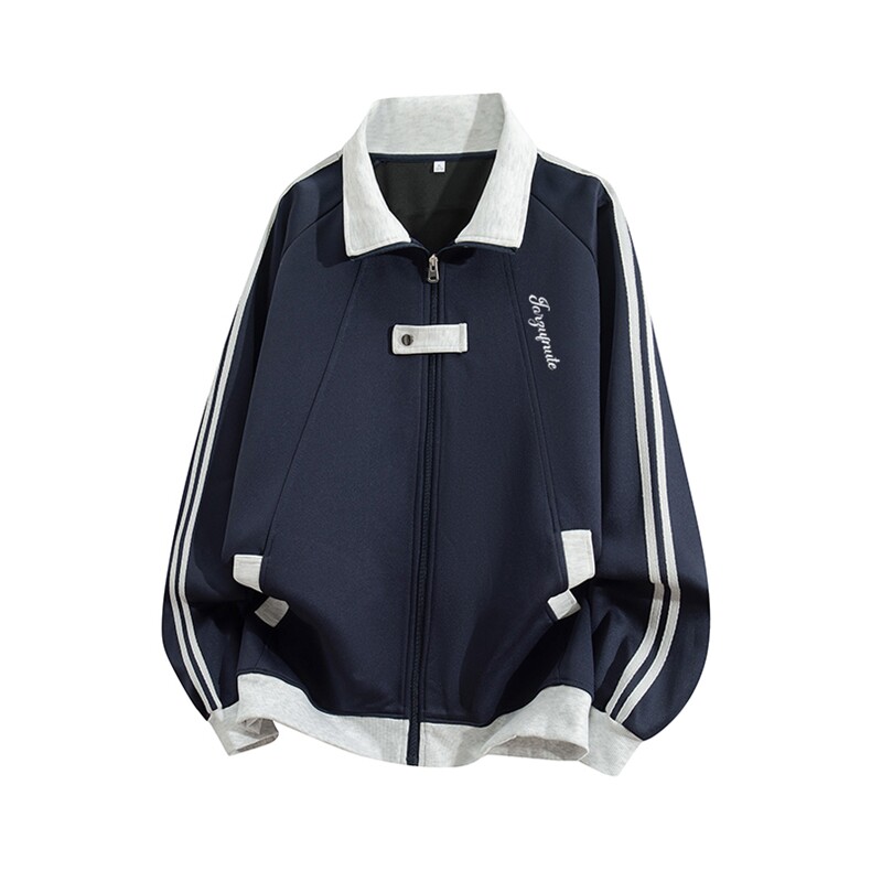 抖音得物品质美式高街重磅结构拼接织带翻领卫衣夹克外套AW11303，男装夹克，电商A443