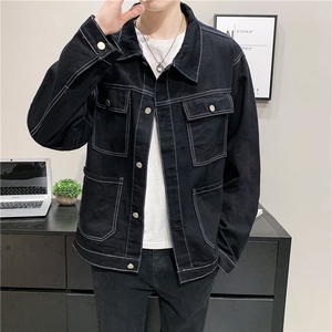 JK829-p70 M-5X店主风ins牛仔夹克绣花破洞大码男日系CITYBOY图片