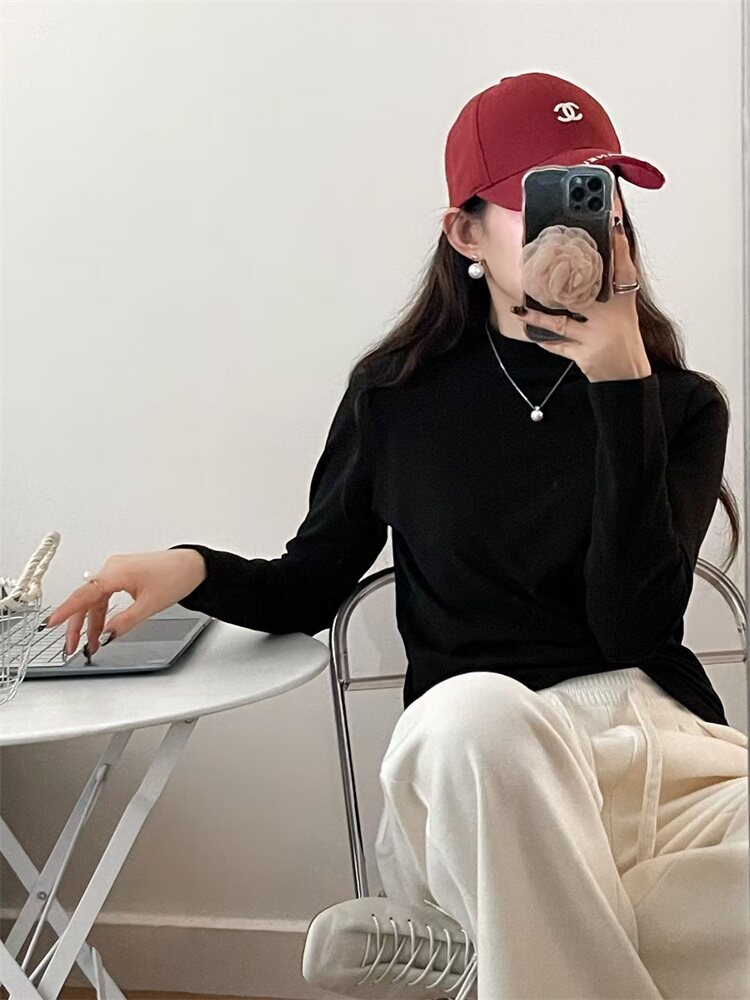 秋冬新款显瘦毛衣女宽松休闲打底针织圆领上衣,针织衫/毛衣,暖烁特种纱工厂店