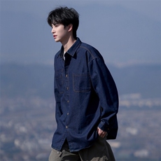 新款(跨境货源）长袖牛仔衬衫男宽松休闲外套，男装衬衫，星座1107-1