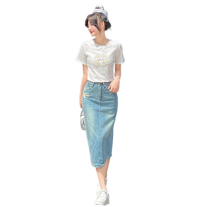 新款牛仔裙套装夏季两件套显瘦时尚潮流女装,女装套装/套裙,凯芙莉服饰