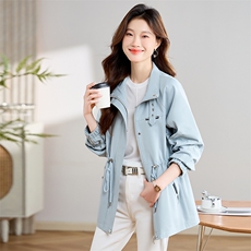 开春外套女休闲中长款2025新款时尚气质收腰显瘦春秋百搭风衣夹克，女装短外套，丽影随形