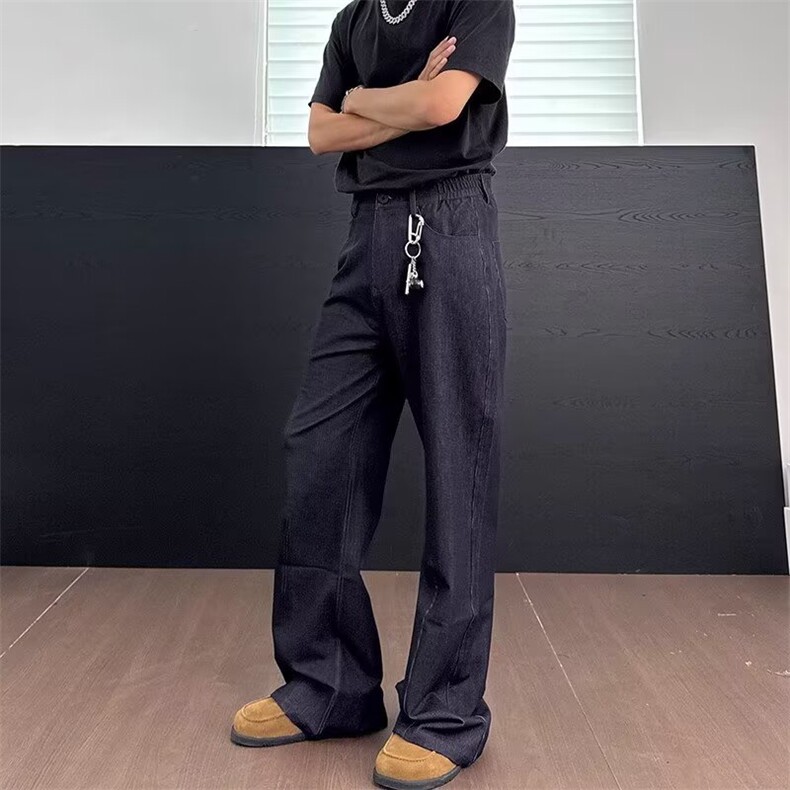 美式设计感多口袋百搭裤子复古宽松直筒阔腿休闲工装裤男图片