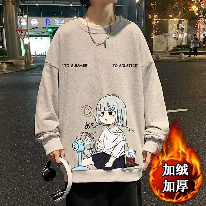 秋季圆领卫衣男潮牌青少年小女孩印花上衣男生长袖t恤潮W12,男装T恤,星座310B-1