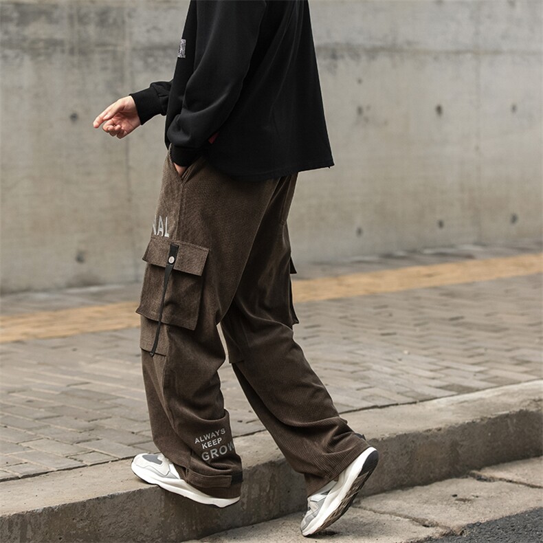 22秋新款高端方格灯芯绒休闲宽松港风工装休闲裤B266-X825-P60,男装工装外套,星座B257-1