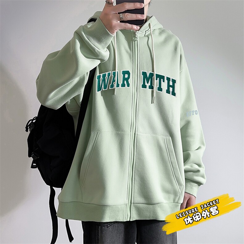 新款男百搭设计感纯色情侣字母港风白墙针织外套WT3415-P60控98图片