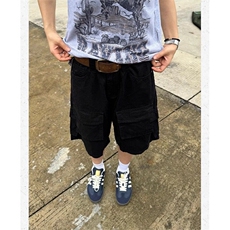 网图美式复古多口袋工装短裤男女宽松水洗直筒五分裤DN104-P60，男装牛仔裤，星座1001-1