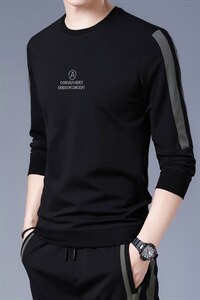 新款男士长袖卫衣中青年春装时尚圆领休闲百搭印花打底上衣体恤衫,男装卫衣,电商B212（原钱塘6029）