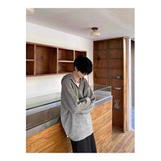 韩版复古灰色半拉链连帽毛衣男秋冬宽松oversize慵懒风针织衫外套，男装针织衫/毛衣，星座506A