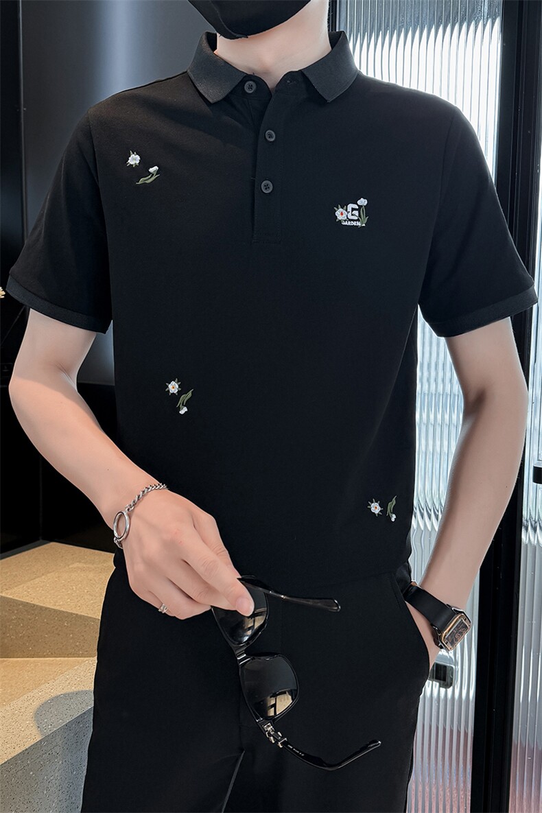 2025夏季主推款短袖T恤翻领中式刺绣Polo衫T0285-P48,男装T恤,电商D342