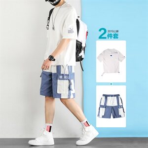 夏季新款男套装2件套时尚潮款青少年款工装工业风DK021+DK089-P75图片