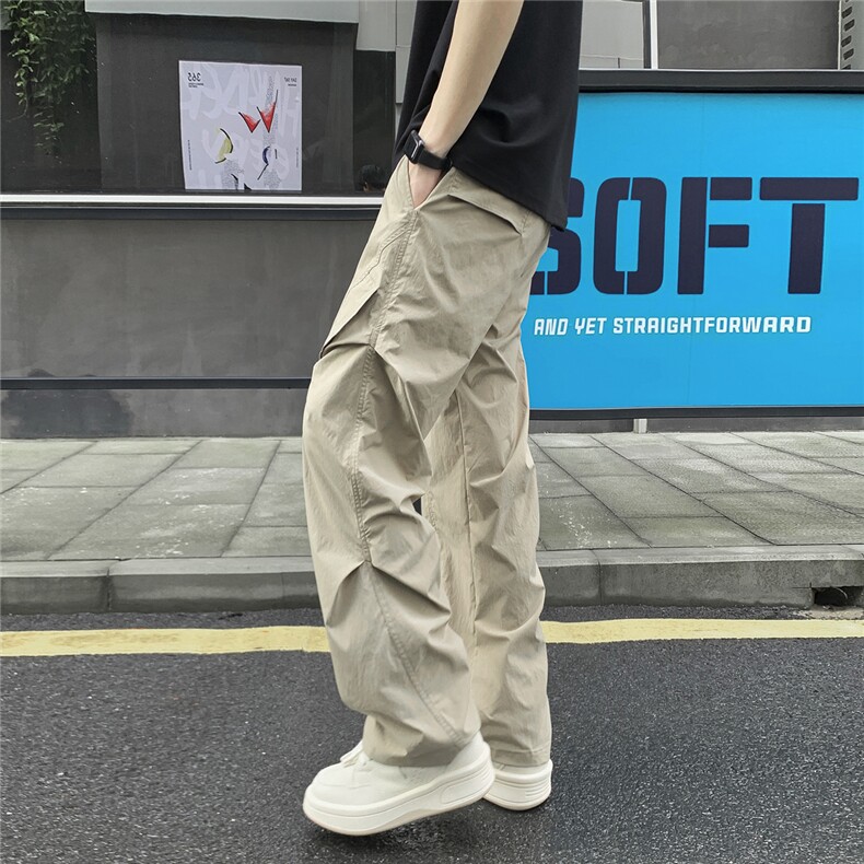 褶皱感潮流直筒休闲裤男女夏季薄款宽松户外工装速干长裤,男装工装外套,星座410-6（原星座1304-1）