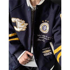 加厚夹棉美式复古贴布刺绣拼接棒球服JK2506，女装职业装，星座516A