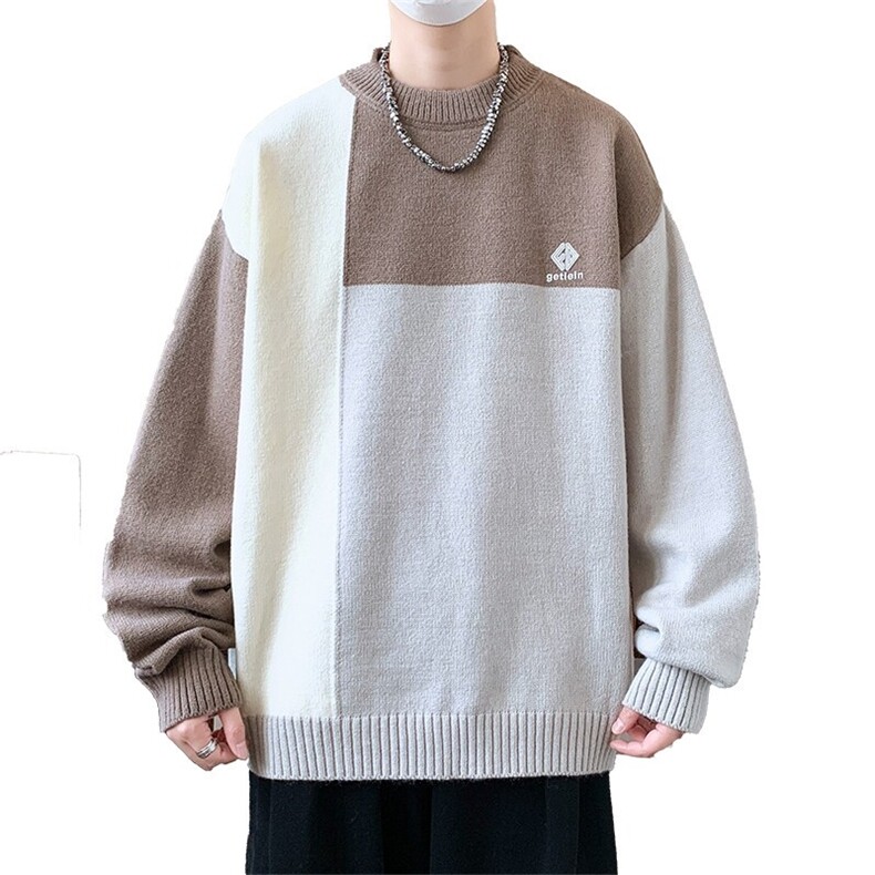 84763-P53秋冬新款休闲毛衣男长袖针织衫港风潮牌外套宽松打底衫,男装T恤,电商D310B
