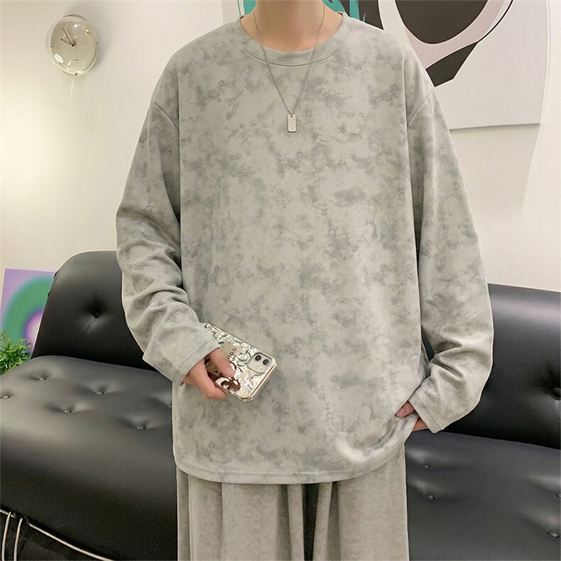 改扎染麂皮绒长袖T恤款【现货】C403A-T88-特P18加绒-特P28,男装T恤,电商C403A