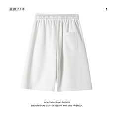 夏季纯色简约休闲潮牌绣标时尚透气直筒裤XD1721特批35，男装休闲裤，星座718