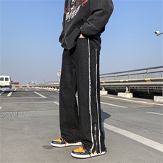 风裤子高街ins拉链毛边牛仔裤男设计感小众帅气炸街NK445，男装牛仔裤，星座1116A-1（原606A）