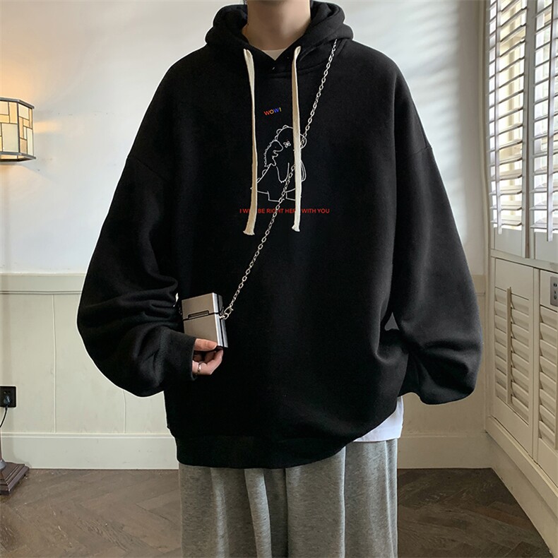 纯棉连帽卫衣男大码运动帽衫宽松薄WY2140-P35加绒款-P40,男装卫衣,电商A040