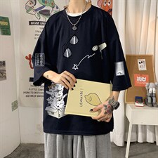Q11115-P30春夏季七分袖t恤男大码五分袖男短袖中袖，男装T恤，电商A040