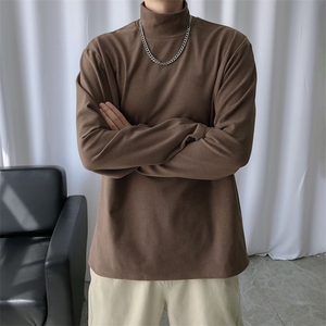 现货半高领德绒长袖T恤高领秋冬打底衫男宽松大码休闲T30-P35控59图片
