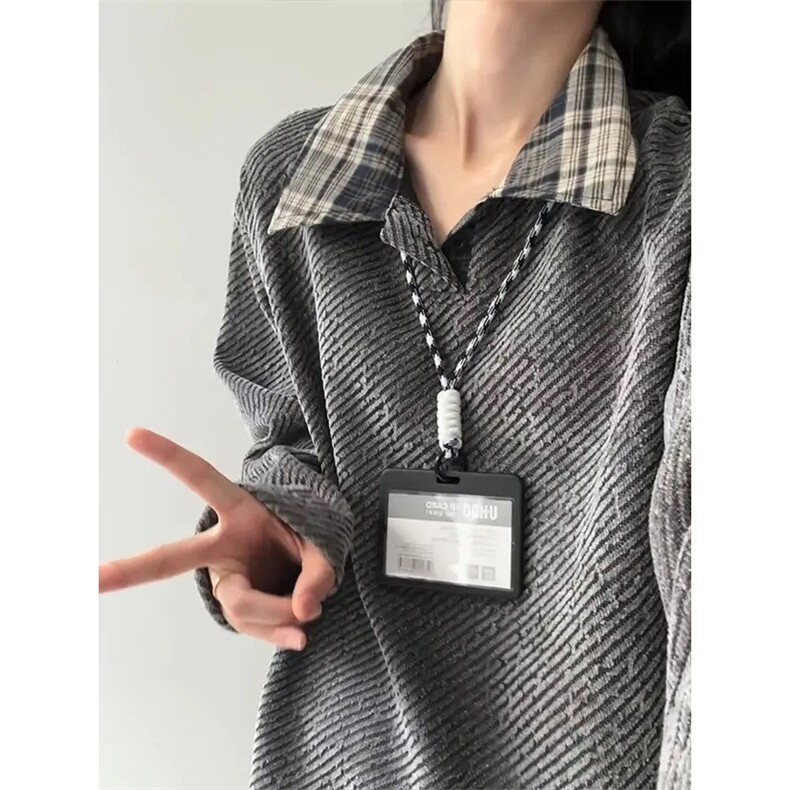 港风秋款男女卫衣衬衫领条纹格子纹理条纹长袖外套WA04P38,男装衬衫,星座1013-1