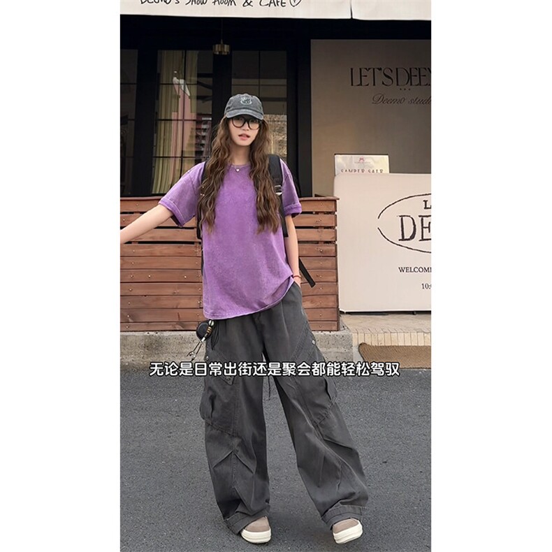2026夏季新款X7092-TP22不可二开纯色水洗做旧短袖T恤男女,男装T恤,电商A102
