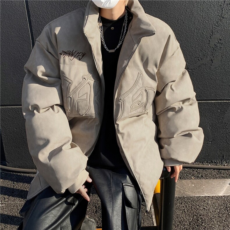 美式情侣棉服男女秋冬加厚宽松皮衣外套ins潮1008-M80311-p108，男装皮衣，星座1008