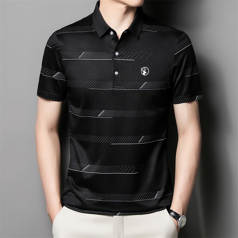 中青年夏季2022薄款男士短袖POLO衫透气时髦商务潮流半袖上衣P50，男装Polo衫，星座1105-3