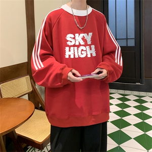 美式三杠条纹复圆领卫衣秋冬男女宽松长袖SW2478 -P45控68 50棉图片