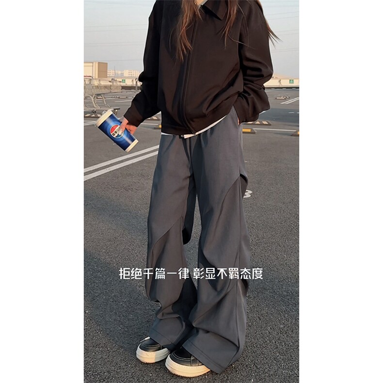 2026春季打褶西裤直筒男复古宽松百搭长裤男女 C6046-TP5588图片