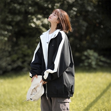 815A-MJ79072-65特两面穿拼接外套夹克潮牌冲锋衣服女模，男装夹克，星座815A
