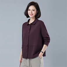 2025年秋季宽松型厚款拼贴常规宽松型休闲单件针织开衫大码T恤，女装大码女装，秋牧寒烟