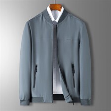 2023新款春季休闲时尚纯色立领棒球服中青年男士运动长袖男装外套图片
